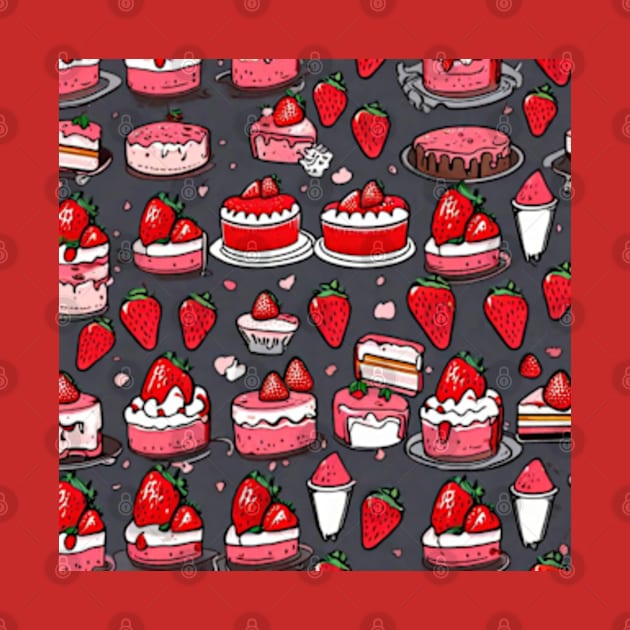 Strawberry cake pattern gift ideas by WeLoveAnimals