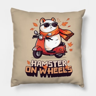 Awesome Autumn Fall Hamster on Wheels T-Shirt Pillow