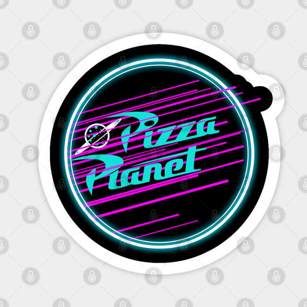 Neon Pizza Planet Pizza Planet Sticker Teepublic
