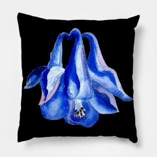 Blue Columbine - Watercolor Flower Painting Pillow