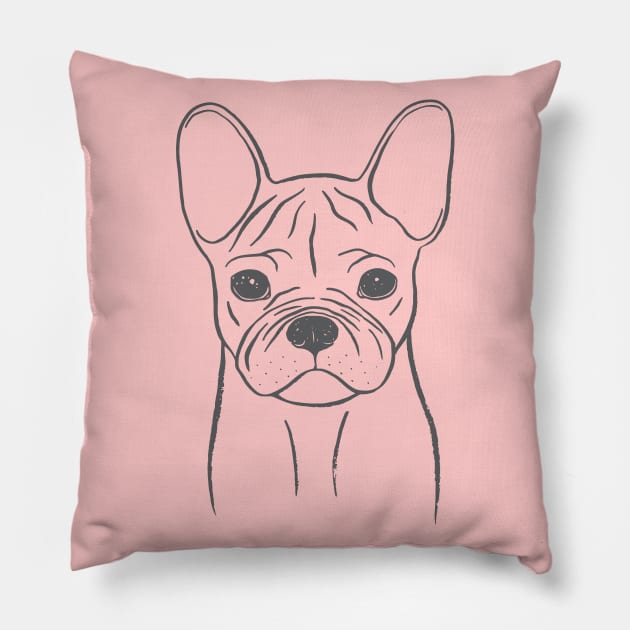 French Bulldog (Pink and Gray) Pillow by illucalliart