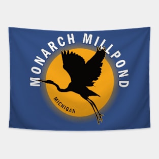 Monarch Millpond in Michigan Heron Sunrise Tapestry