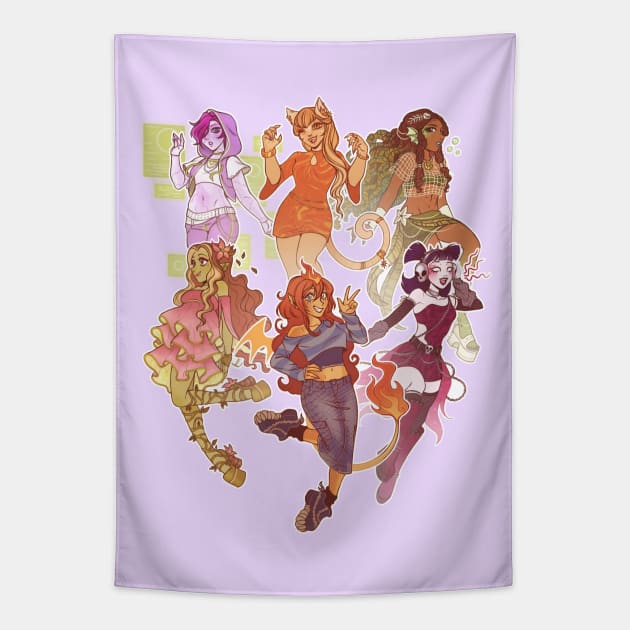 The Winx Club in Monster High Tapestry by Anemonaii