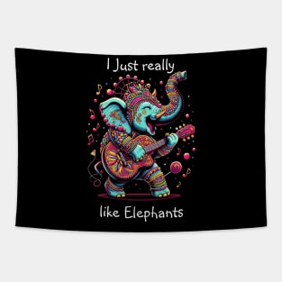 Majestic Elephant With Vibrant Tribal Designs Tapestry