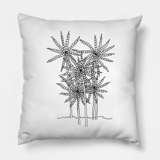 Spikey Petalled Flowers Pillow