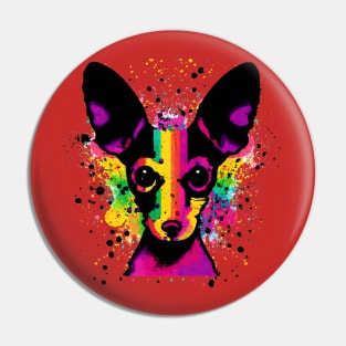 Cute Rat Terrier Puppy Colorful Stencil Arwork Pin