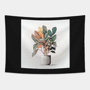 ZZ Plant Colorful Drawing Illustration Tapestry