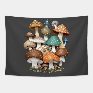 Earthy Mushrooms And Rocks Tapestry