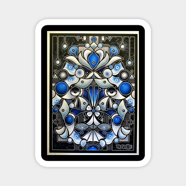 Blue Lights Magnet by Roszelle Art