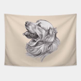 Golden Retriever Dog Portrait Drawing Tapestry