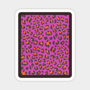 Leopard Print- Orange & Black on Hot Pink Magnet