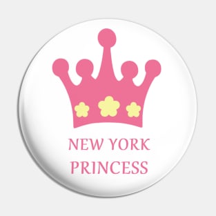 New York Princess with Pink Crown and Yellow Flowers Pin