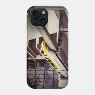 Yellow Monorail Exiting Building Phone Case