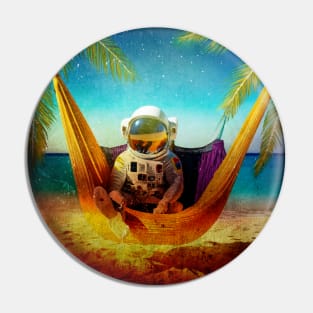 ASTRONAUT IN A HAMMOCK, RELAXING ON A TROPICAL BEACH Pin