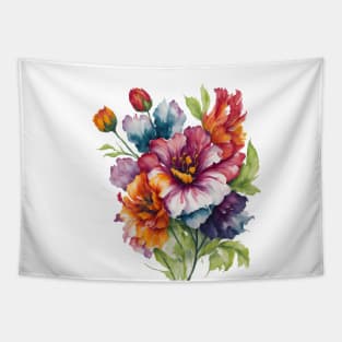 Colorful flower watercolor Tapestry