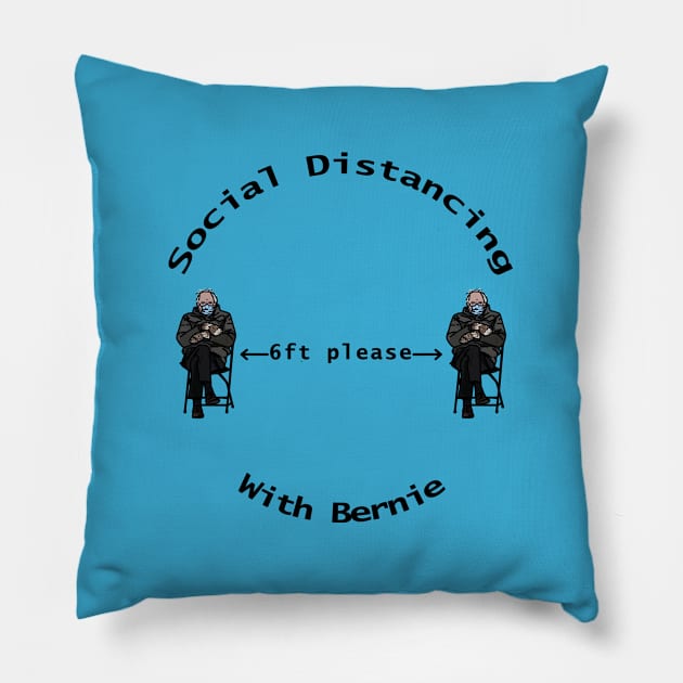 Social Distancing with Bernie Sanders Mittens Pillow by ellenhenryart