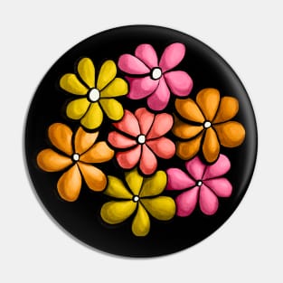 Fun Colorful Flowers Spring Design Pin