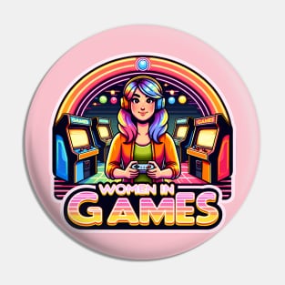 Retro Gaming Women in Games - Arcade Dreamer Gamer Girl Pin