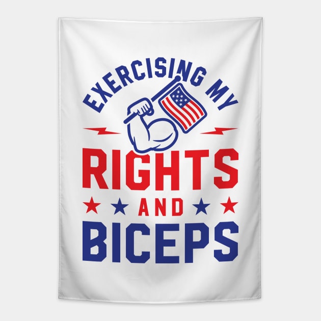 Exercising My Rights And Biceps Tapestry by brogressproject
