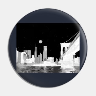 New York City night  Ft Brooklyn Bridge Pin