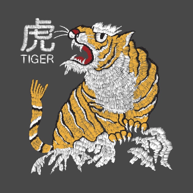 tiger embroidery pattern by dotdotdotstudio