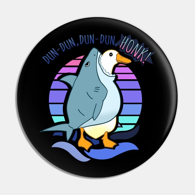 Dun Dun, Dun Dun, HONK! Funny Shark Goose Pin by FandomizedRose