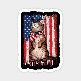 Red White Blue Cats USA Flag Firework 4th Of July Shirt Magnet