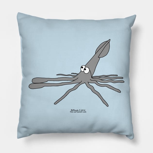 Cartoon Squid Pillow by OutToLunch