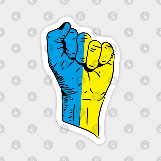 Flag of Ukraine on a Raised Clenched Fist Magnet by Vladimir Zevenckih