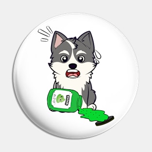 Funny husky Dog Spilled Wasabi Sauce Pin