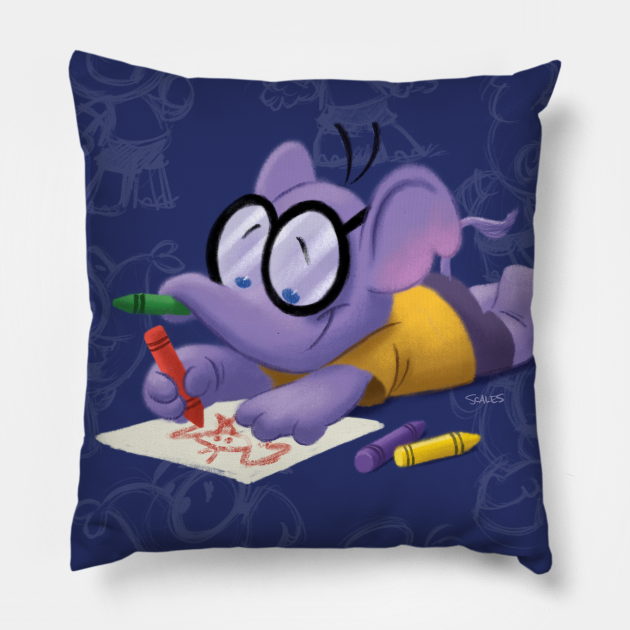 Eric the Elephant Coloring Pillow - Cute Elephant - Pillow