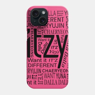 ITZY NAMES AND MUSIC COLLAGE BLACK Phone Case