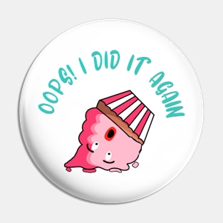 Oops Pink Cupcake Dropped Dessert Character Pin