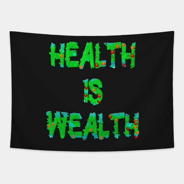 Health is Wealth Healthy Foodies Eating Tapestry by PlanetMonkey