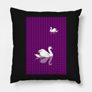 Swans swimming in a grid Pillow