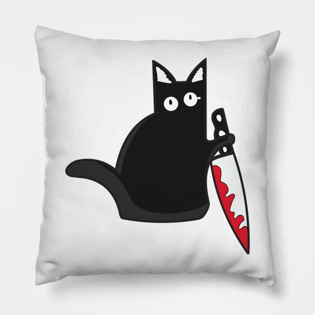 Cursed cat with knife! Pillow by Anime Meme's