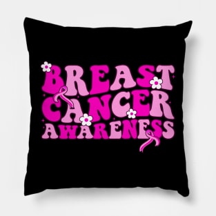 Groovy Style Breast Cancer Awareness Month Pillow