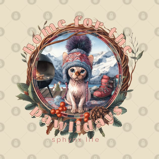 Home For The Holidays Beanie Sphynx Life 22S by catsloveart