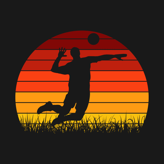 Travel back in time with beach volleyball - Retro Sunsets shirt featuring a player! by Gomqes