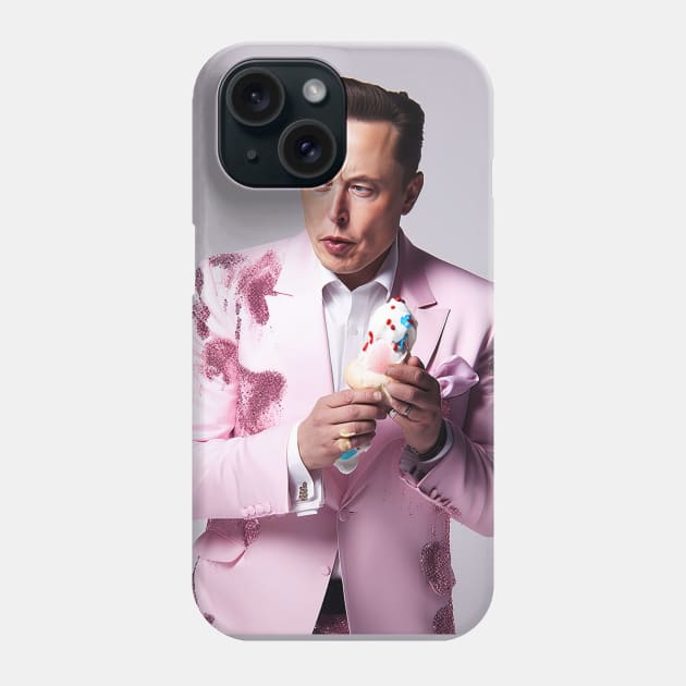 Elon Musk, Pee Wee Herman, pink outfit Phone Case by Maverick Media