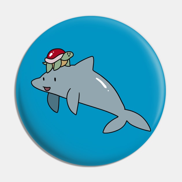 Turtle Riding a Dolphin Pin by saradaboru