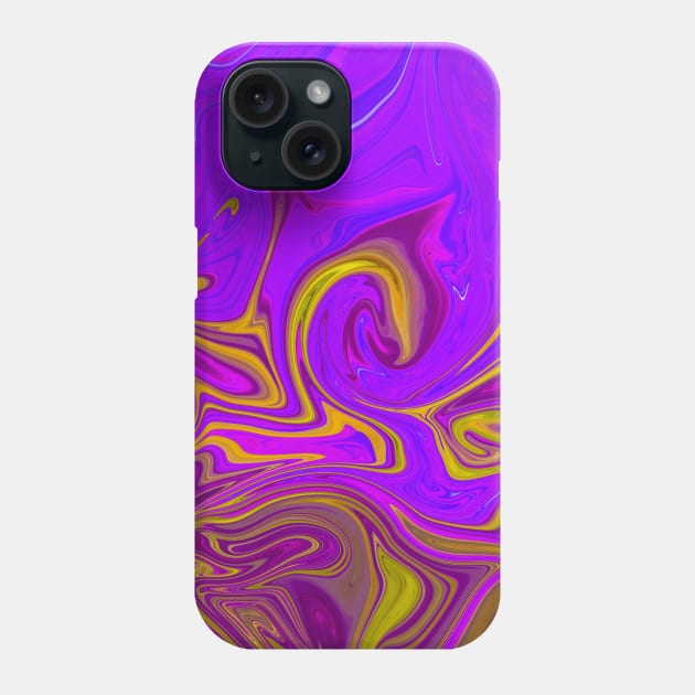 Neon Purple Yellow Golden Abstract Design Phone Case by galaxieartshop