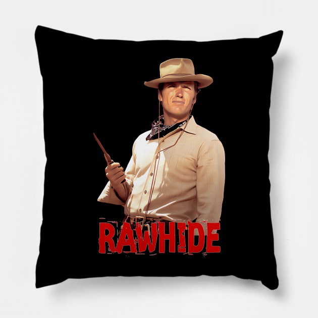 Rawhide - Clint Eastwood Pillow by wildzerouk