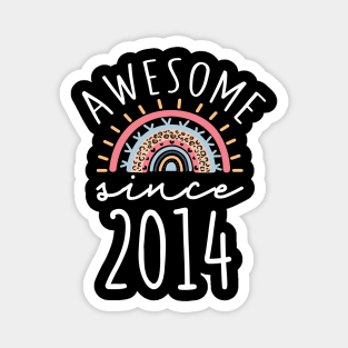 Awesome Since 2014 Born in 2014 8th Birthday Rainbow Gift Magnet