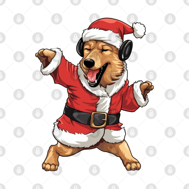 Cartoon Christmas German Shepherd Dog Dancing by Chromatic Fusion Studio