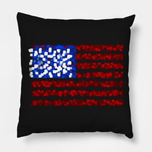 American flag in red, white and blue cubes Pillow