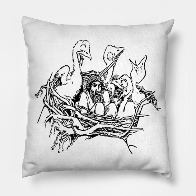 Birds Nest Man Pillow by Hudkins