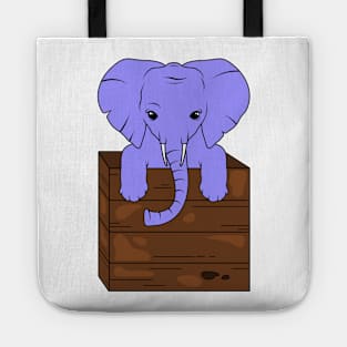 Cute elephant looking out of a box Tote