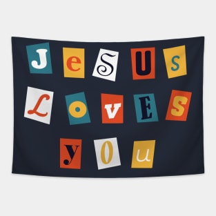 Jesus Loves You Magazine Clippings Tapestry