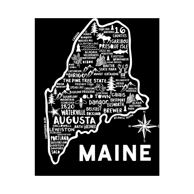 Maine Map by fiberandgloss